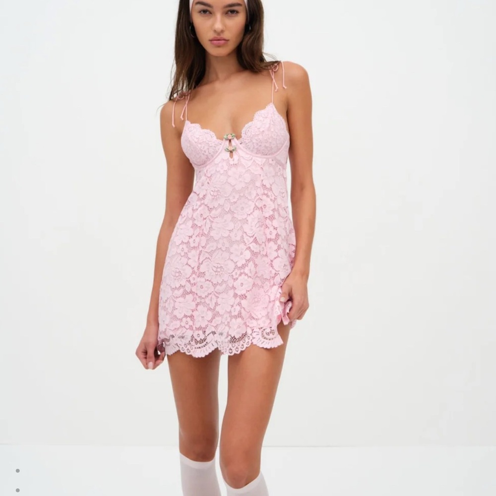 For Love and Lemons Creamsicle Lace Slip Dress - Pink Small